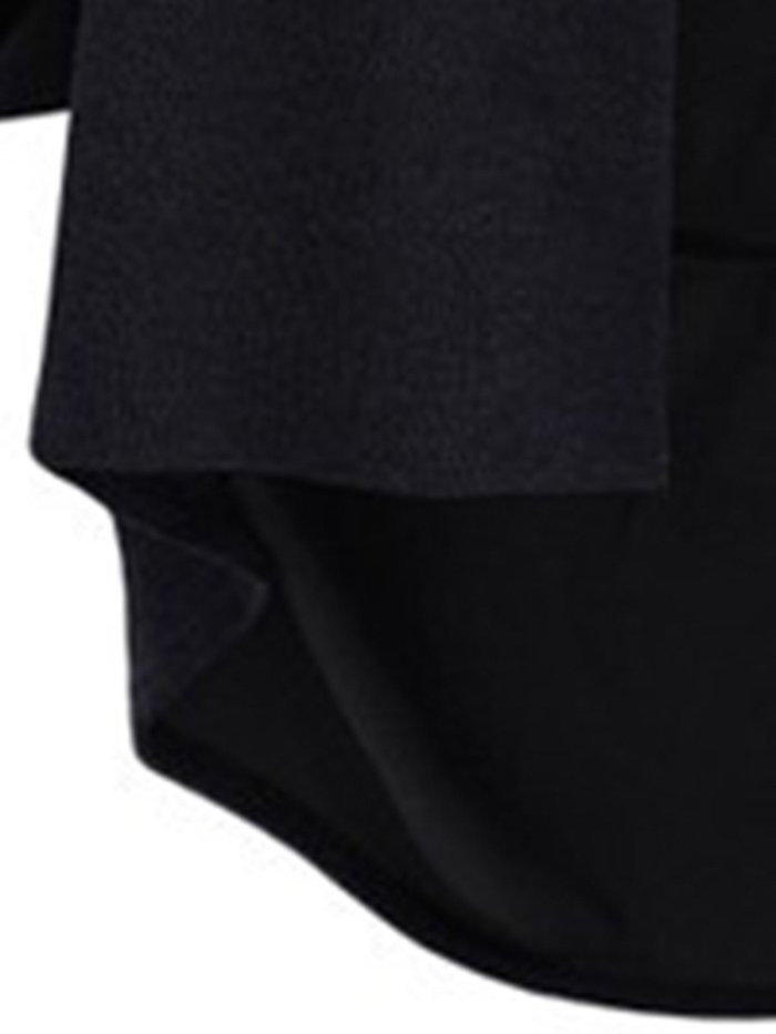 Casual Asymmetric High-Low Solid 3/4 Sleeve Plus Size Coat