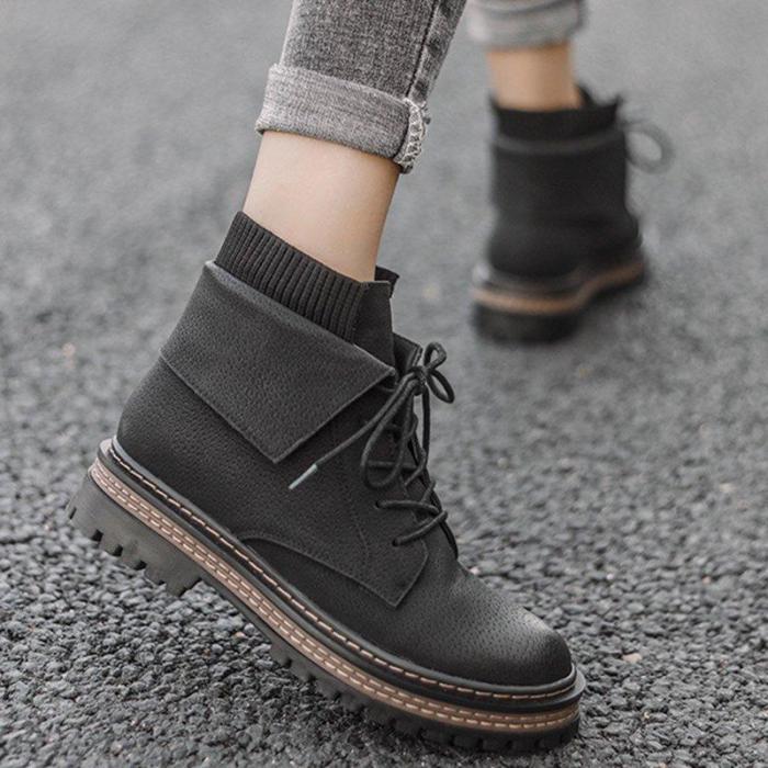Women Street Style Martin Boots Casual Lace Up Boots