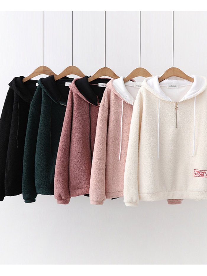Sweet Appliqued Hoodie Long Sleeve Hoodies