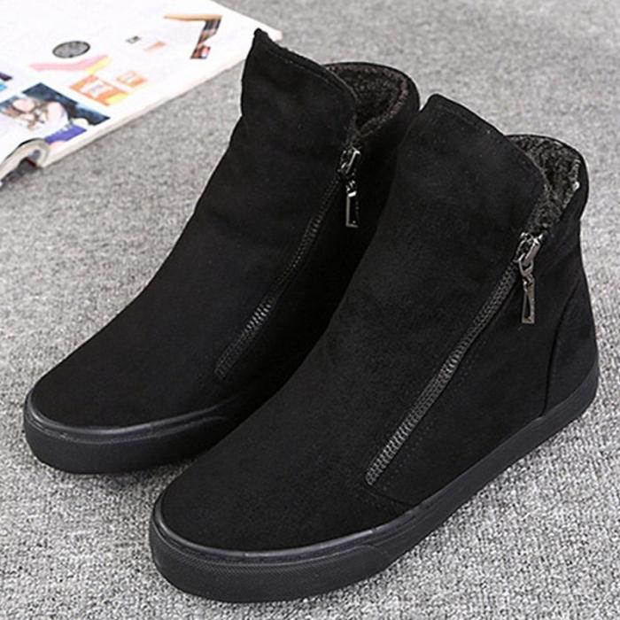 Womens Flat Heel Zipper Daily Snow Boots