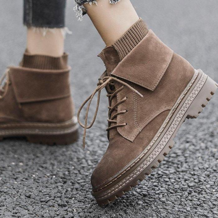 Women Street Style Martin Boots Casual Lace Up Boots