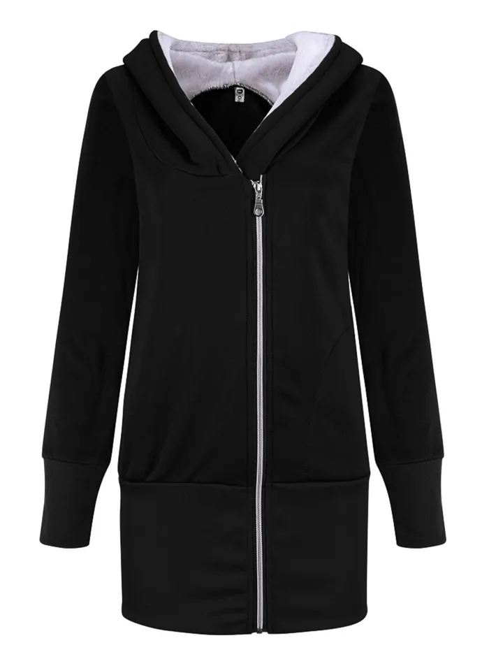 Winter Casual Holiday Zipper Cotton Hoodie Outerwear