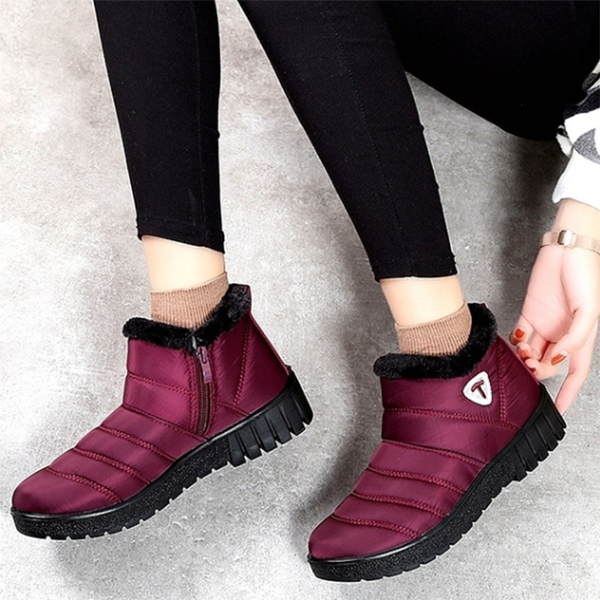 Warm Waterproof Cloth Low Heel Snow Boots