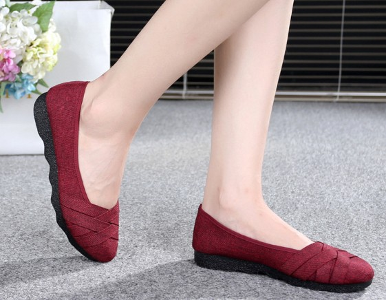 Plus Size Gray Flat Heel Spring/Fall Criss-cross Canvas Braided Loafers