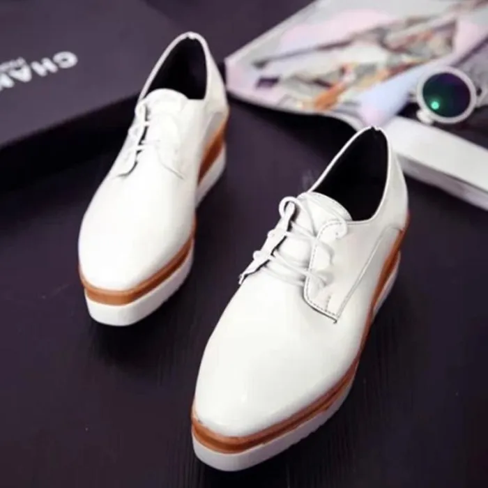 Women Creepers Loafers Casual Comfort Lace Up Shoes