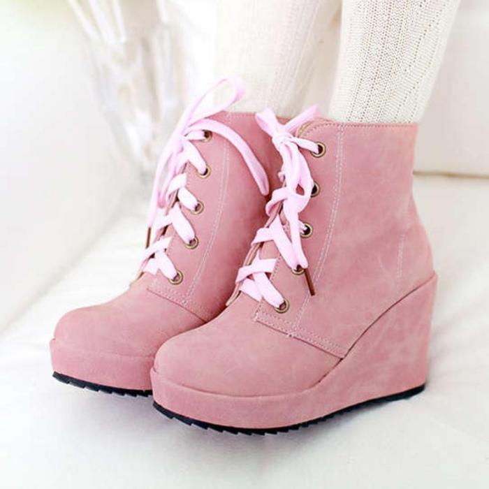 Women Wedge Boots Casual Shoes