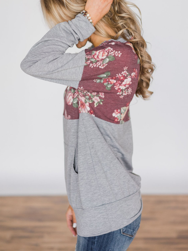 Cotton Patchwork Long Sleeve Blouse & Shirts
