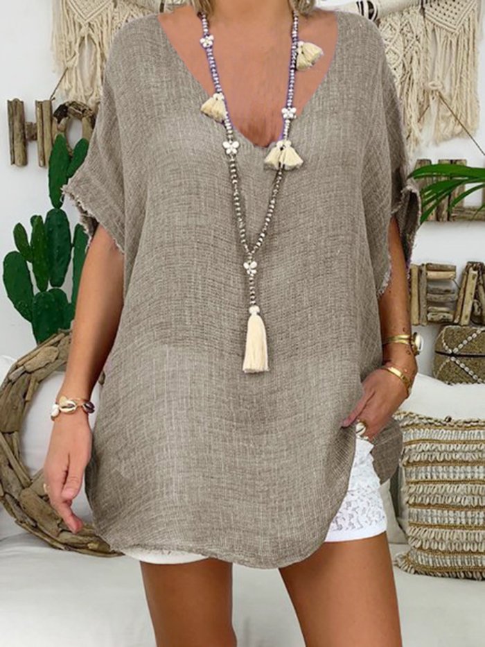 Short Sleeve Plain Shirts & Tops