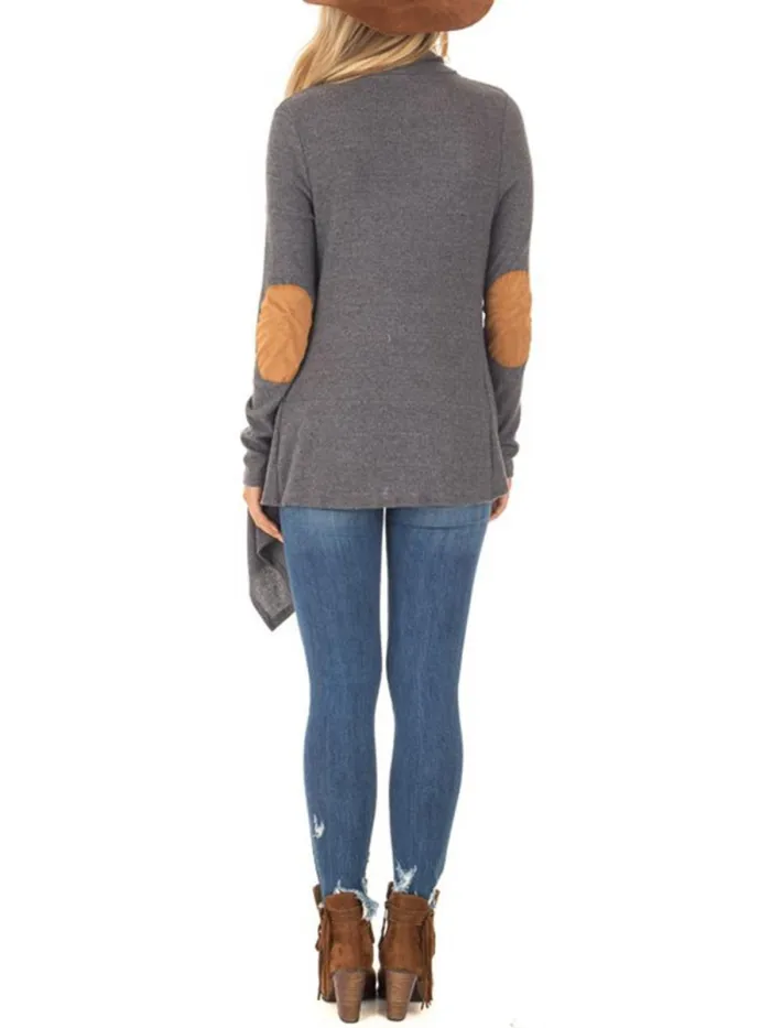 Asymmetric Hem Single Button Patchwork Cardigans