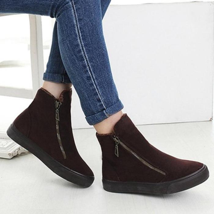 Womens Flat Heel Zipper Daily Snow Boots