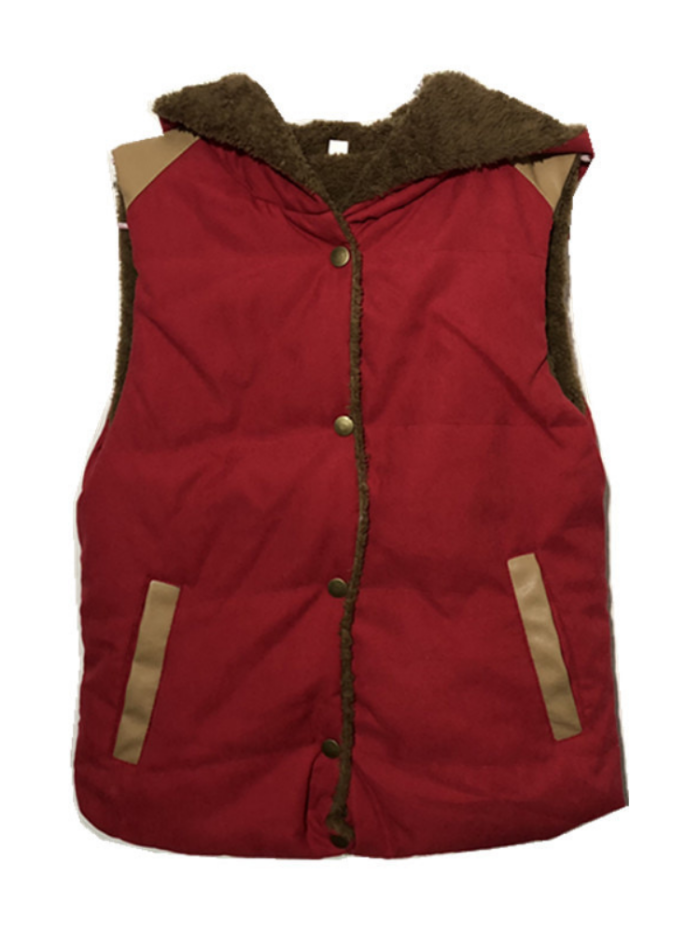Coral Velvet Sleeveless Solid Cotton Hoodie Appliqued Vest