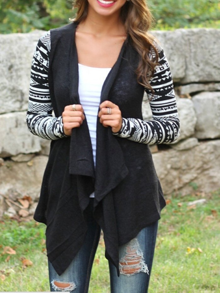 Cotton-blend Paneled Geometric Long Sleeve Coat