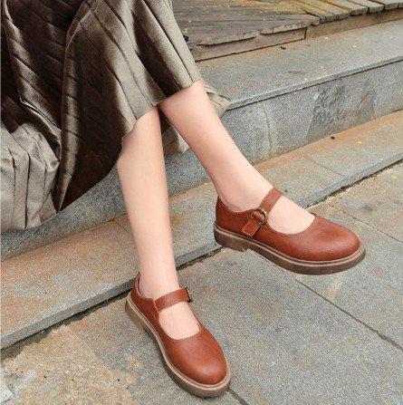 Mary Jane Spring/Fall PU Daily Adjustable Buckle Retro Flats