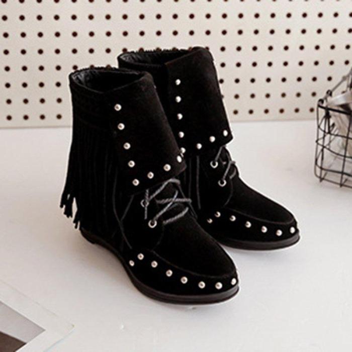 Women Vintage Booties Casual Plus Size Slip On Shoes