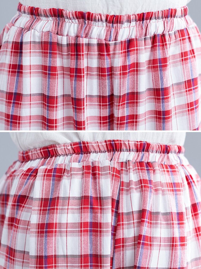 Plus Size Women Plaid Casual Pants