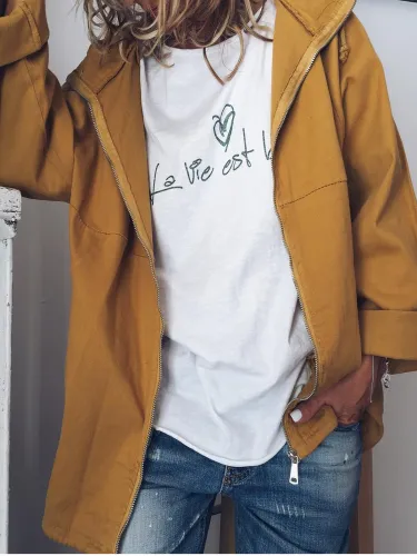 Cotton-Blend Solid Long Sleeve Outerwear