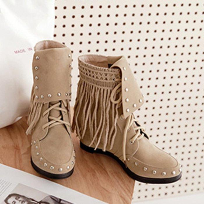 Women Vintage Booties Casual Plus Size Slip On Shoes