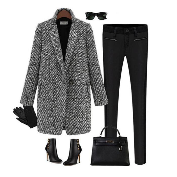 Houndstooth Coat Slim Thick Overcoat