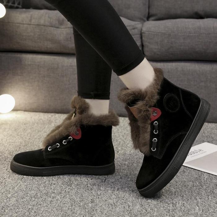 Vintage Round Toe Platform Winter Suede Daily Boots