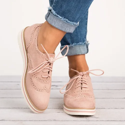 Womens Fashion Suede Artificial Leather Brogue Shoes