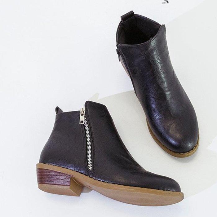 Women Ankle Boots Casual Chic Zipper Boots Artificial Leather Leopard Booties