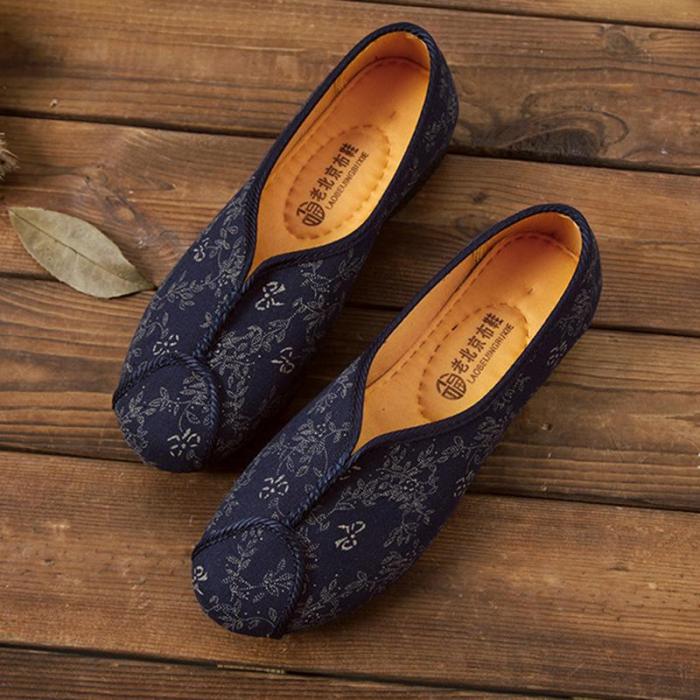 Women Fabric Flats Plus Size Casual Comfort Slip On Shoes