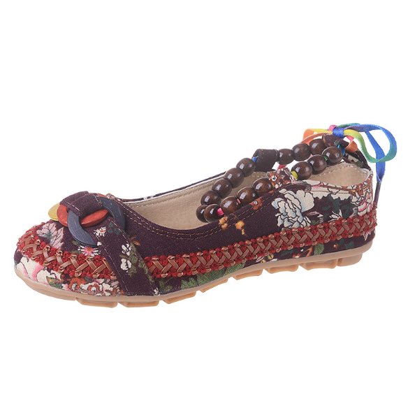 Plus Size Colorful Embroidery Flat Heel Casual Canvas Flats