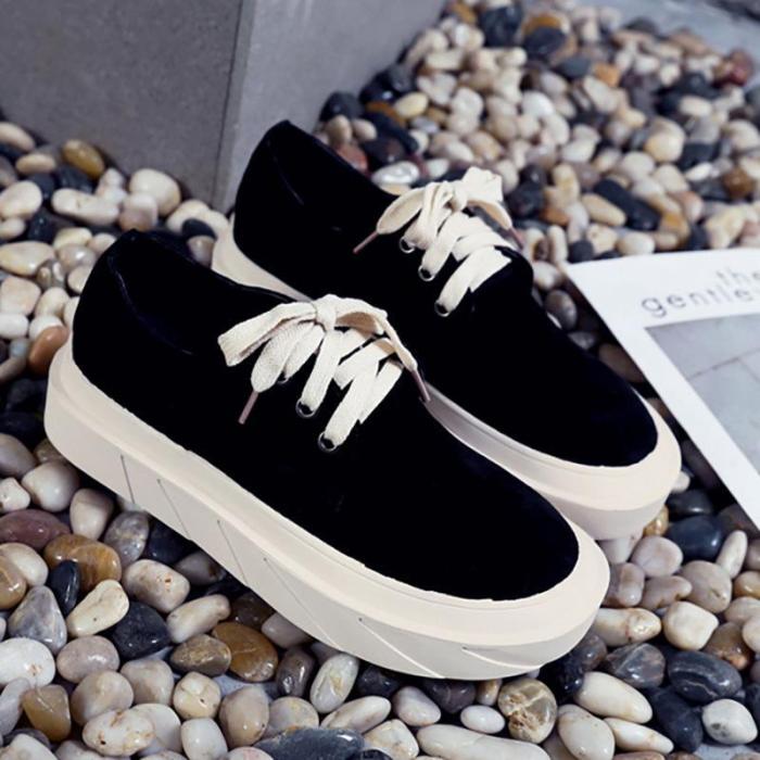 Women Artificial Suede Loafers Casual Comfort Lace Up Shoes