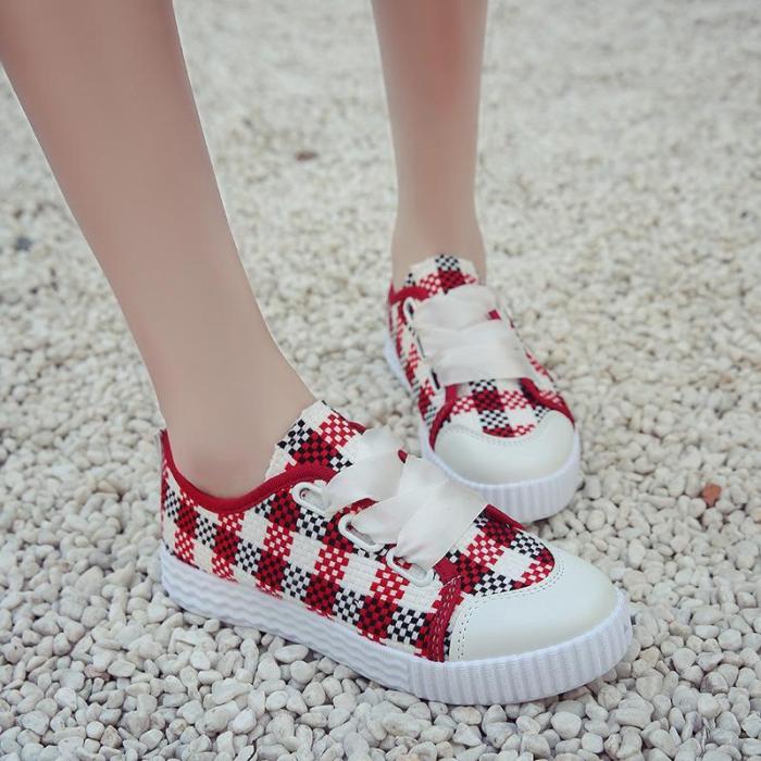 Lace-Up Flat Heel Color Block Flats