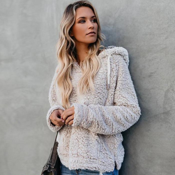 Casual Long Sleeve Plain Hoodies