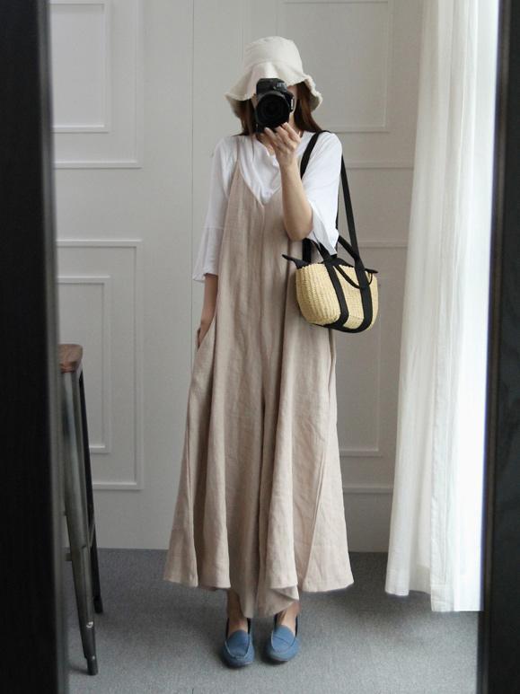 LOOSE PURE COLOR SIMPLE JUMPSUIT PANTS