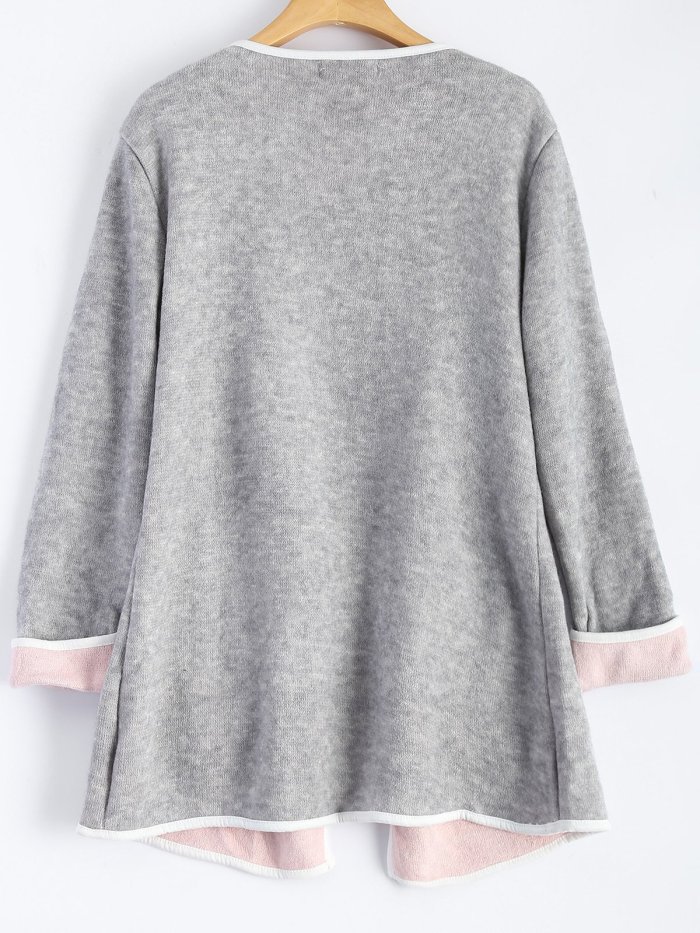 Pockets Shawl Collar Color-Block Sweet Casual Cardigans