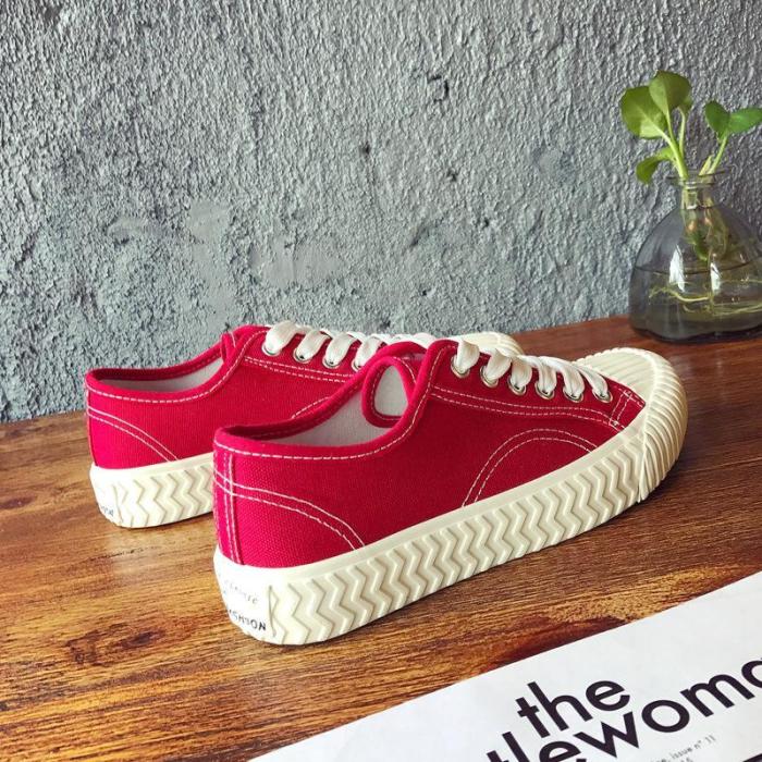 Canvas  Lace-up Flat Heel All Season Sneakers