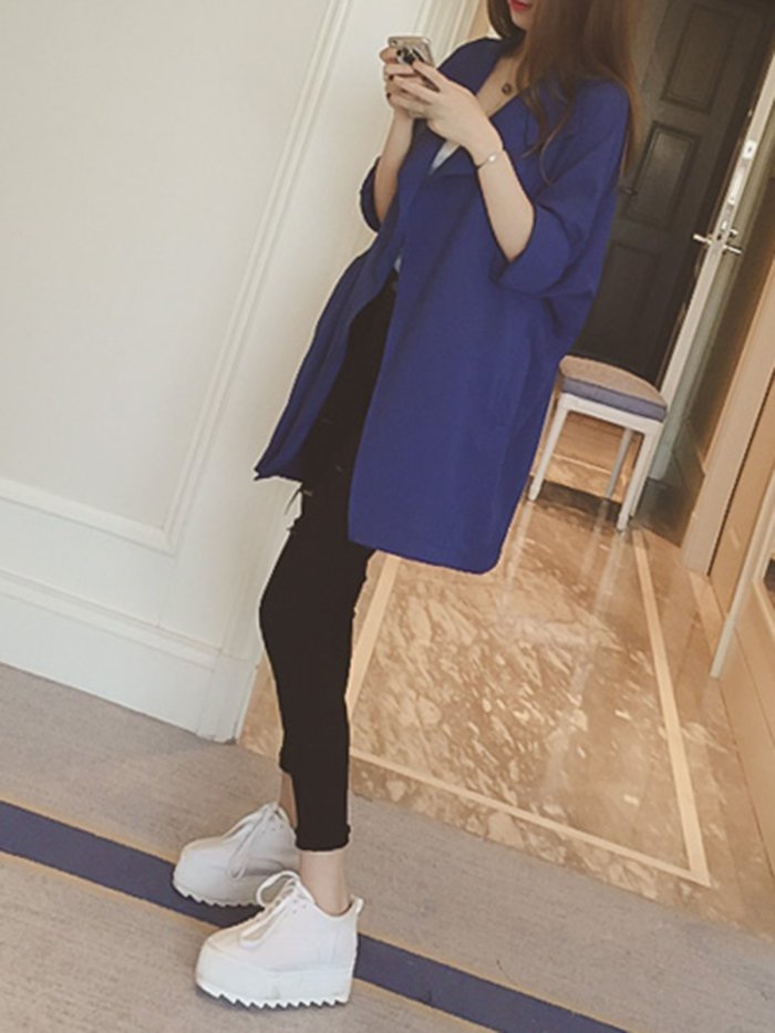 Shawl Collar Pockets Long Sleeve Solid Coat
