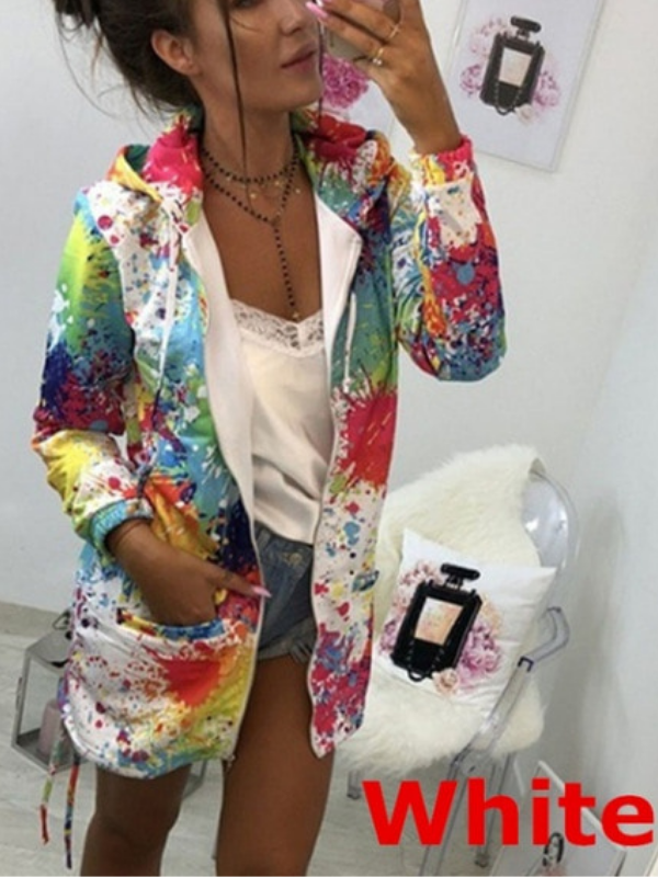 Hoodie Vintage Floral-Print Long Sleeve Coat