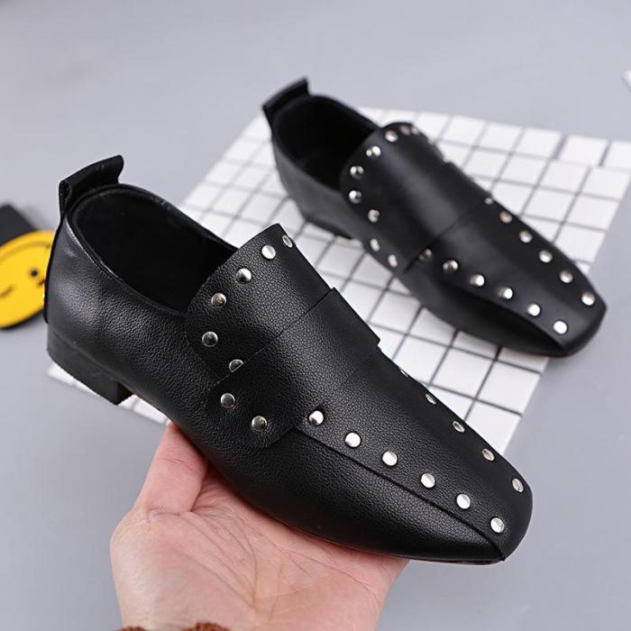 Women Chunky Heel Artificial Leather Rivet Spring/Fall Loafers