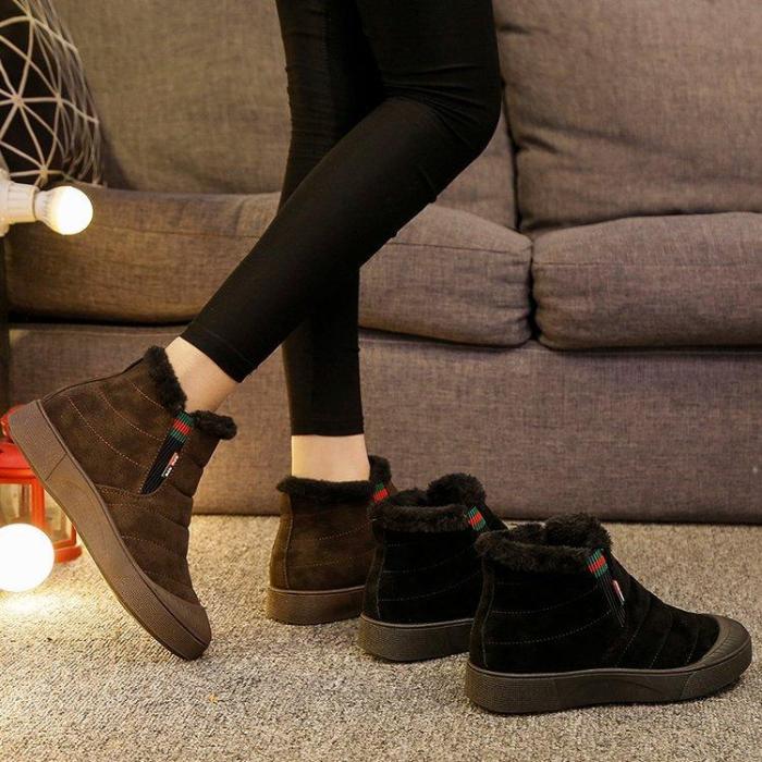 Women Daily Flat Heel Snow Winter Boots Artificial Suede Platform Booties