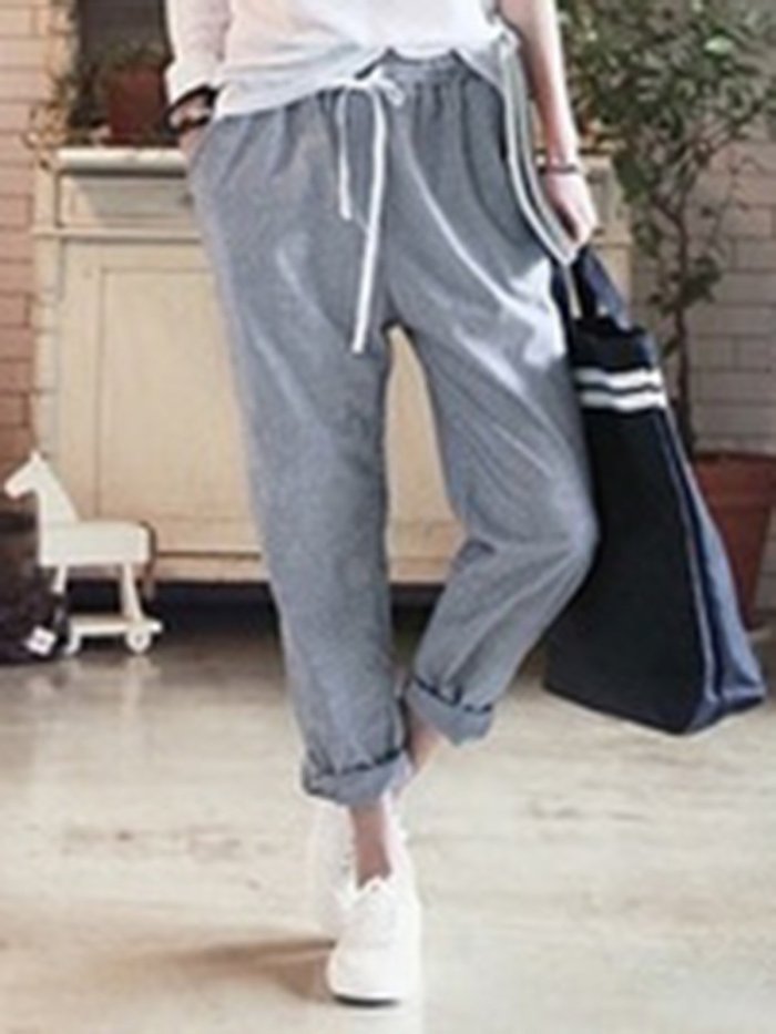 All Season Natural Casual Linen Stripes Pants
