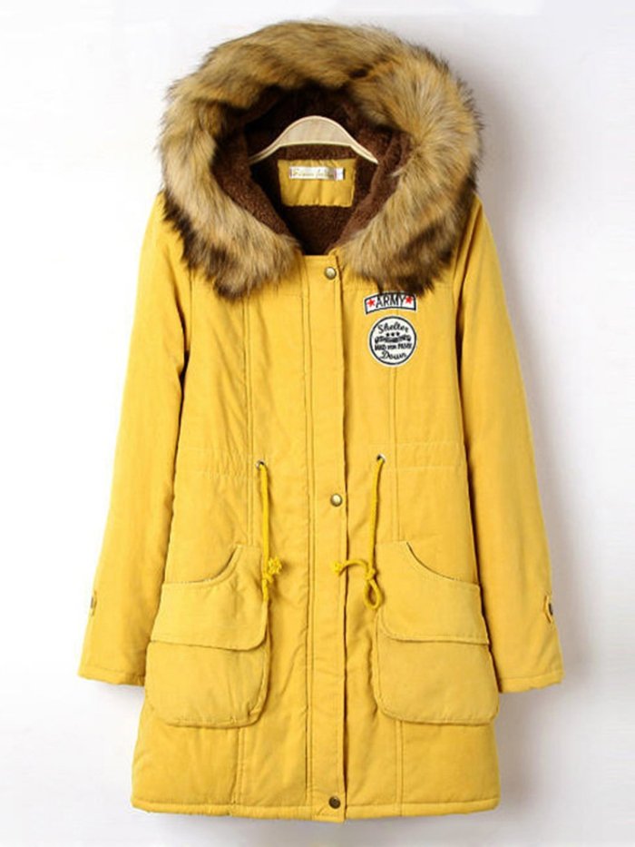 Fleece-lined Long Sleeve Casual Hoodie Pockets Coat