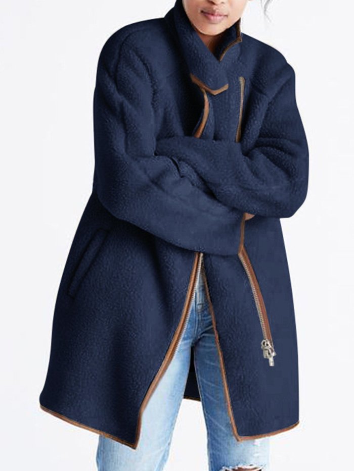 Solid Wool Blend Outdoor Coats