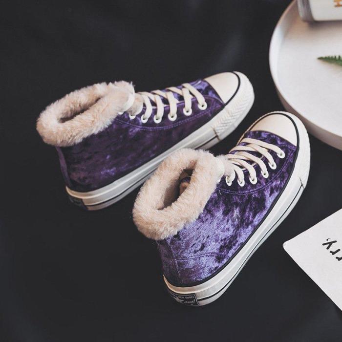 Women Suede Comfy Ankle Lace-Up Snow Boots