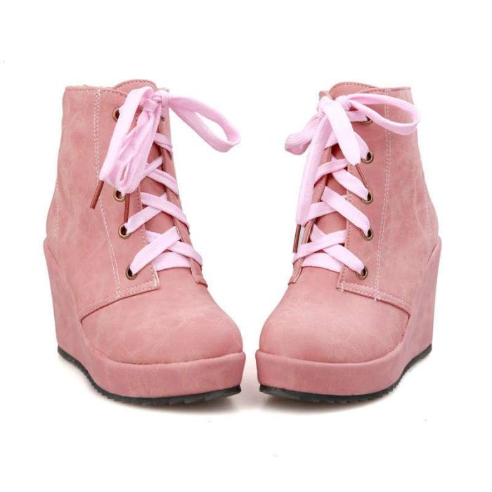 Women Wedge Boots Casual Shoes