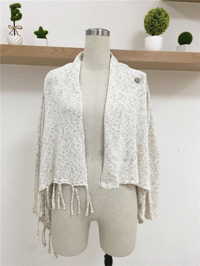 Women Fringed Casual Solid Long Sleeve Cardigan