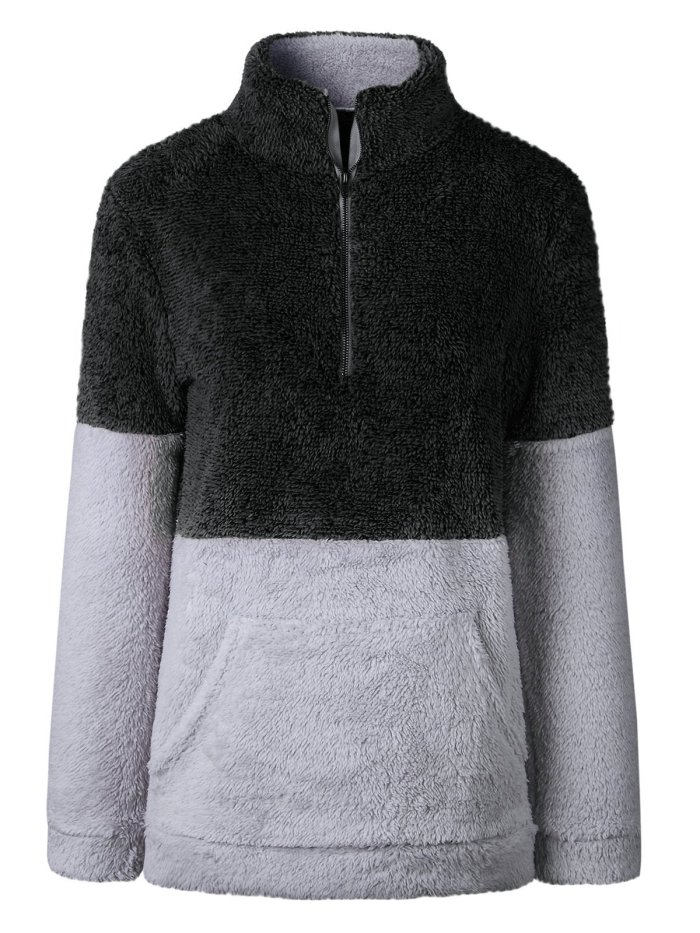 Turtle Neck Pockets Cotton Casual Sweatshirt