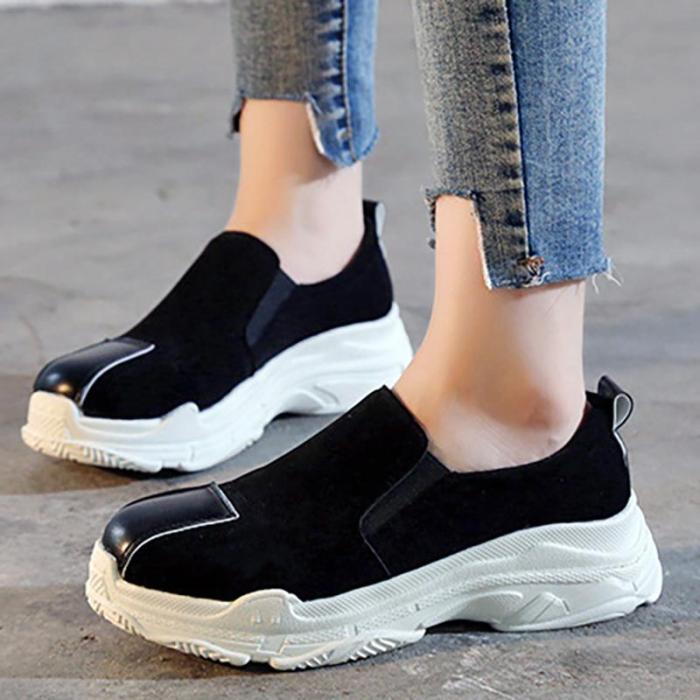 Women Round Toe Sneakers Casual Comfort Slip On Shoes