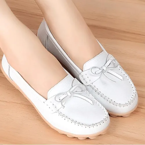Women PU Flats Casual Slip On Plus Size Shoes
