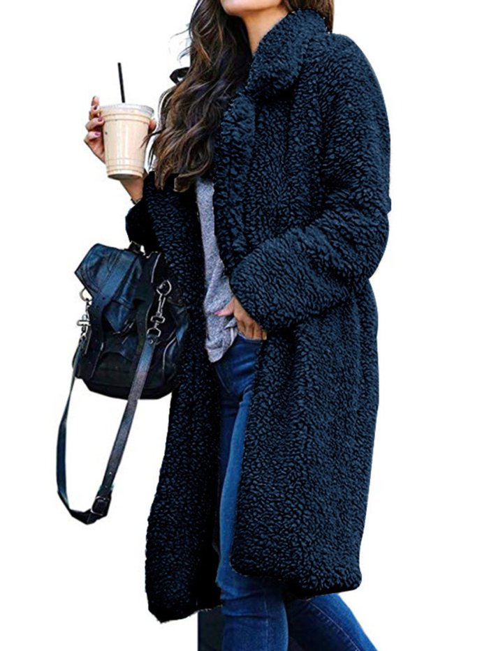 Long Fluffy Sherpa Coat Solid Teddy Bear Coats