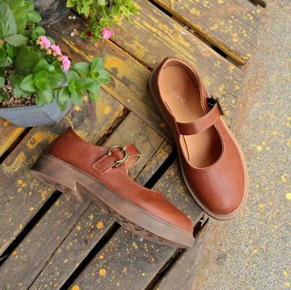 Mary Jane Spring/Fall PU Daily Adjustable Buckle Retro Flats