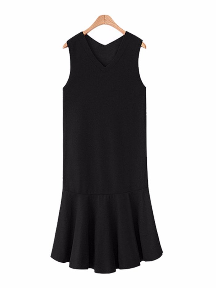 Plus Size Ruffled Basic Midi Dress