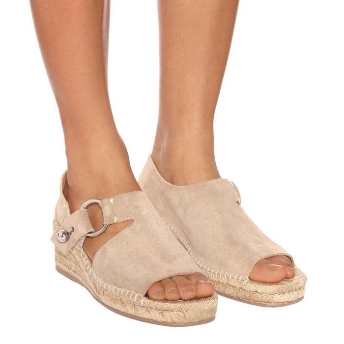 Women Arc Suede Espadrille Wedge Sandals